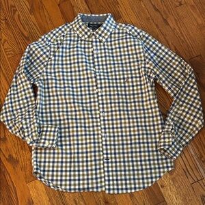 Nautica Men's Blue and White Plaid Shirt